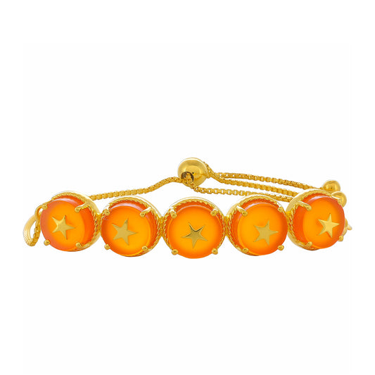 Pulseira de Prata com Banho de Ouro com Cornalina Contraste: Cabeca de Veado (800)