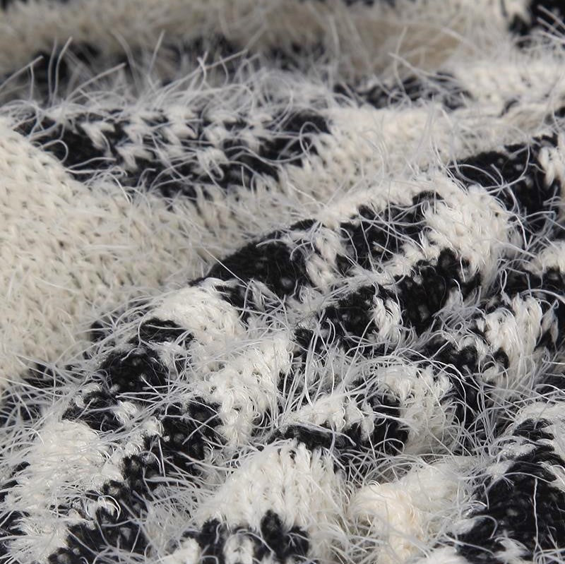 Poncho de malha, 80 cm x 130 cm, Branco e Preto
