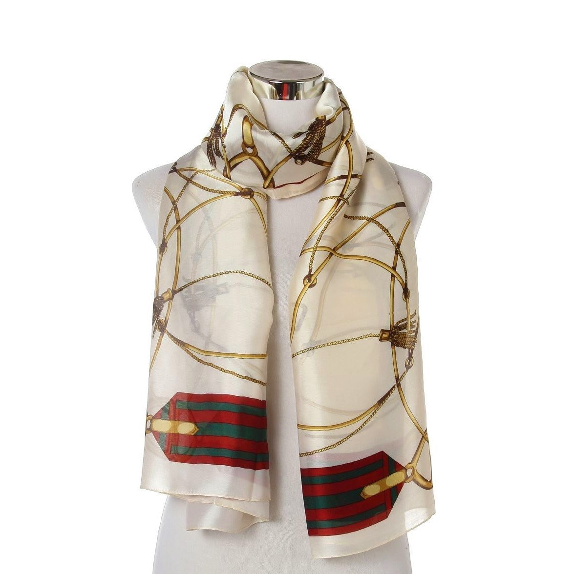 Xaile 100% Verdadeiro de Seda, 90 cm x 180 cm, Creme