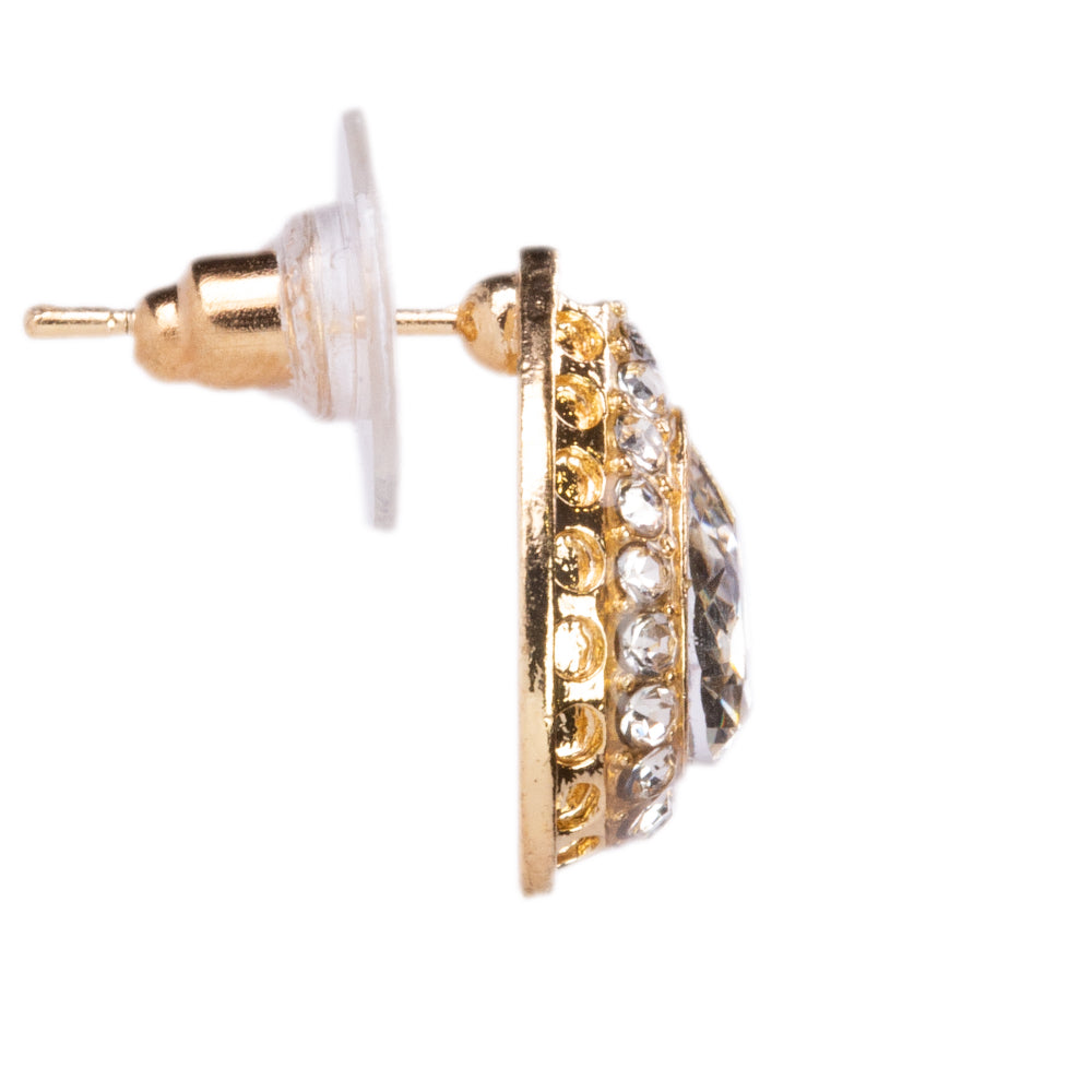 Conjunto de Liga de Ouro com Cristal Emporia® Branco ( Colar+Brincos+Pulseira+Anel+Pendente )