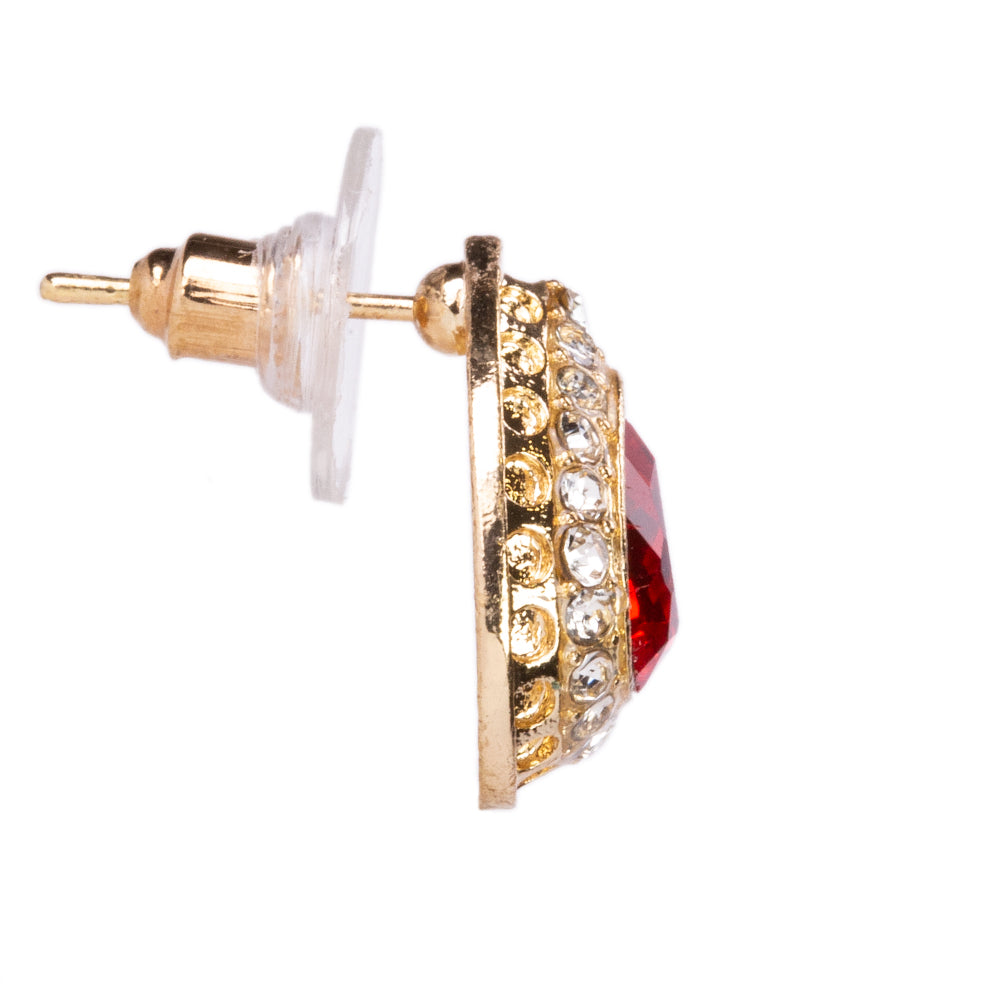 Conjunto de Liga de Ouro com Cristal Emporia® Vermelho ( Colar+Brincos+Pulseira+Anel+Pendente )