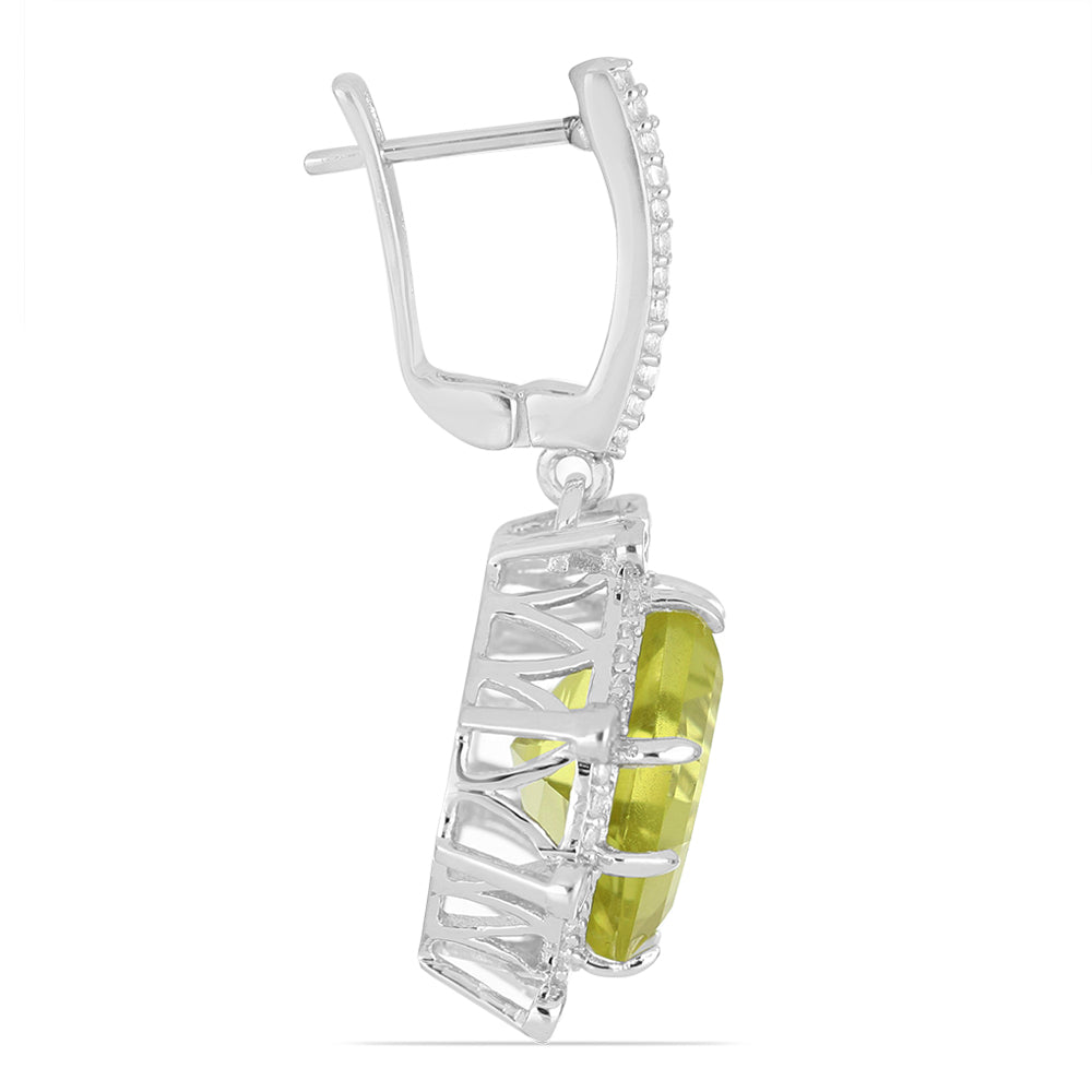 Brincos de Prata com Quartzo Cristal do Brasil e Topázio Branco Contraste: Cabeca de Veado (800)