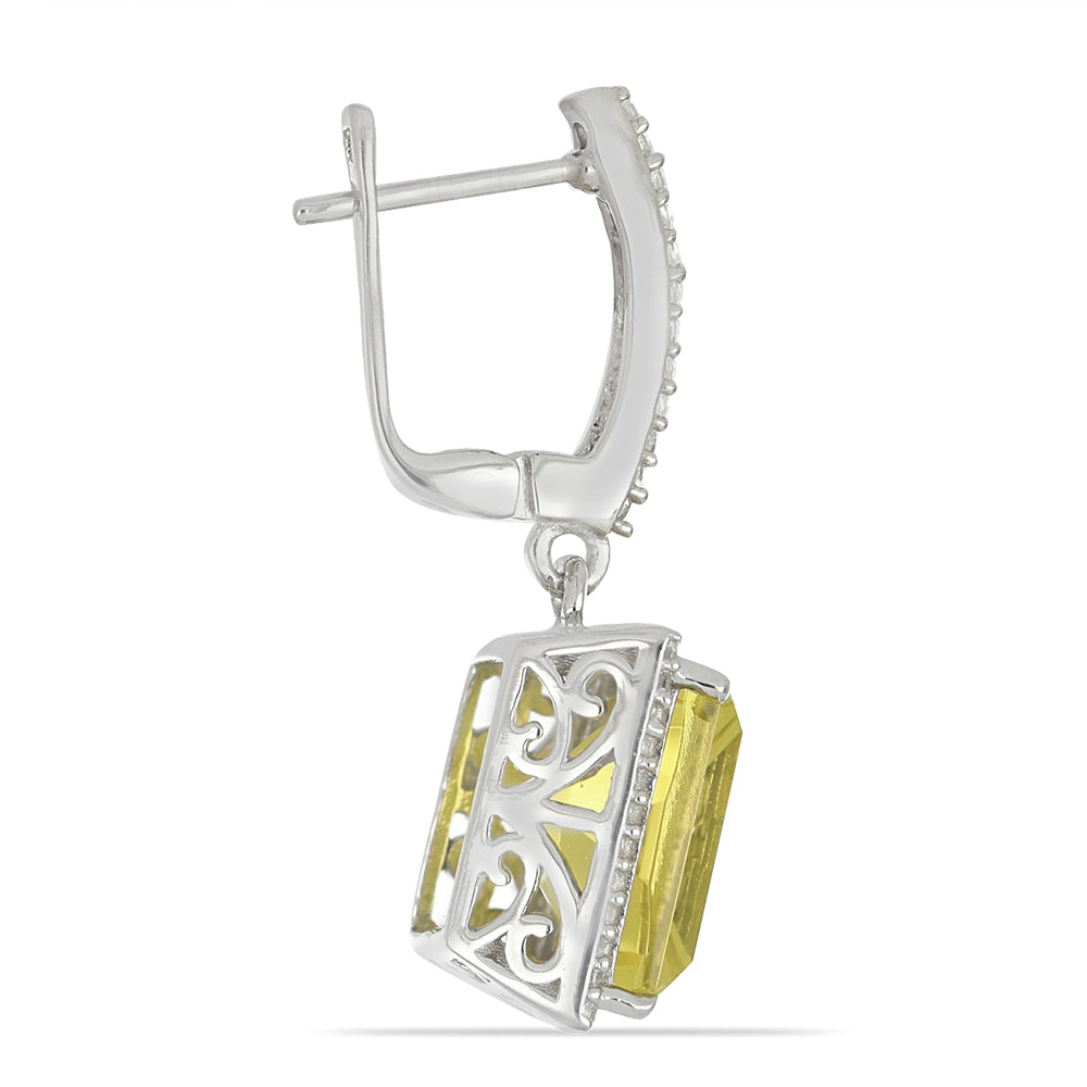 Brincos de Prata com Quartzo Cristal do Brasil e Topázio Branco Contraste: Cabeca de Veado (800)