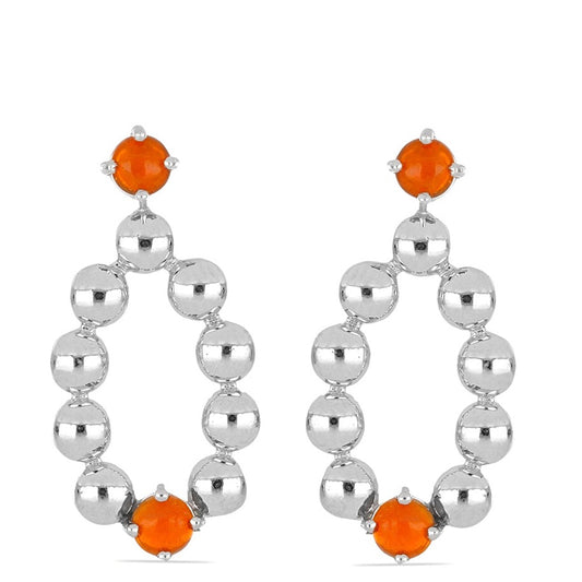 Brincos de Prata com Opala Fogo Laranja