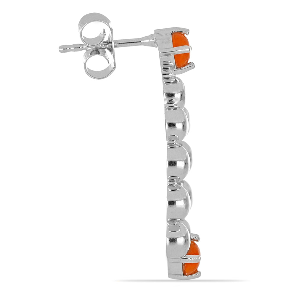 Brincos de Prata com Opala Fogo Laranja