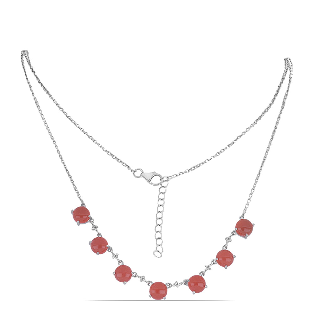 Colar de Prata com Cornalina de Tagebau e Topázio Branco Contraste: Cabeca de Veado (800)