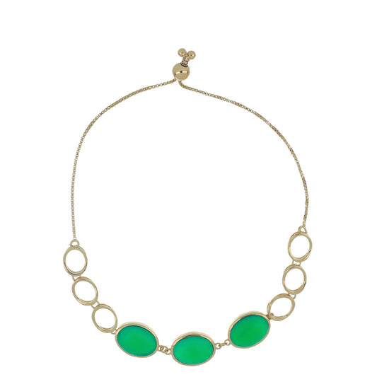 Pulseira de Prata com Banho de Ouro com Ágata Verde de Spruce Pine Contraste: Cabeca de Veado (800)