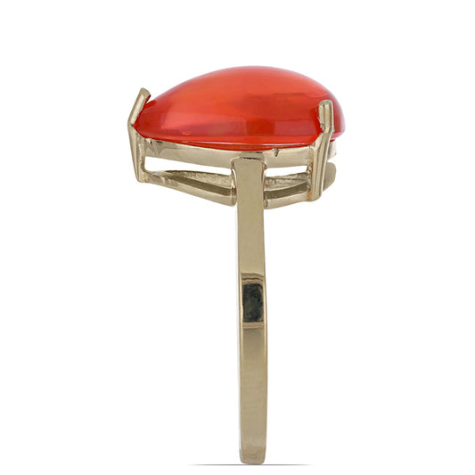 Anel de Prata com Banho de Ouro com Opala Laranja de Lega Dembi