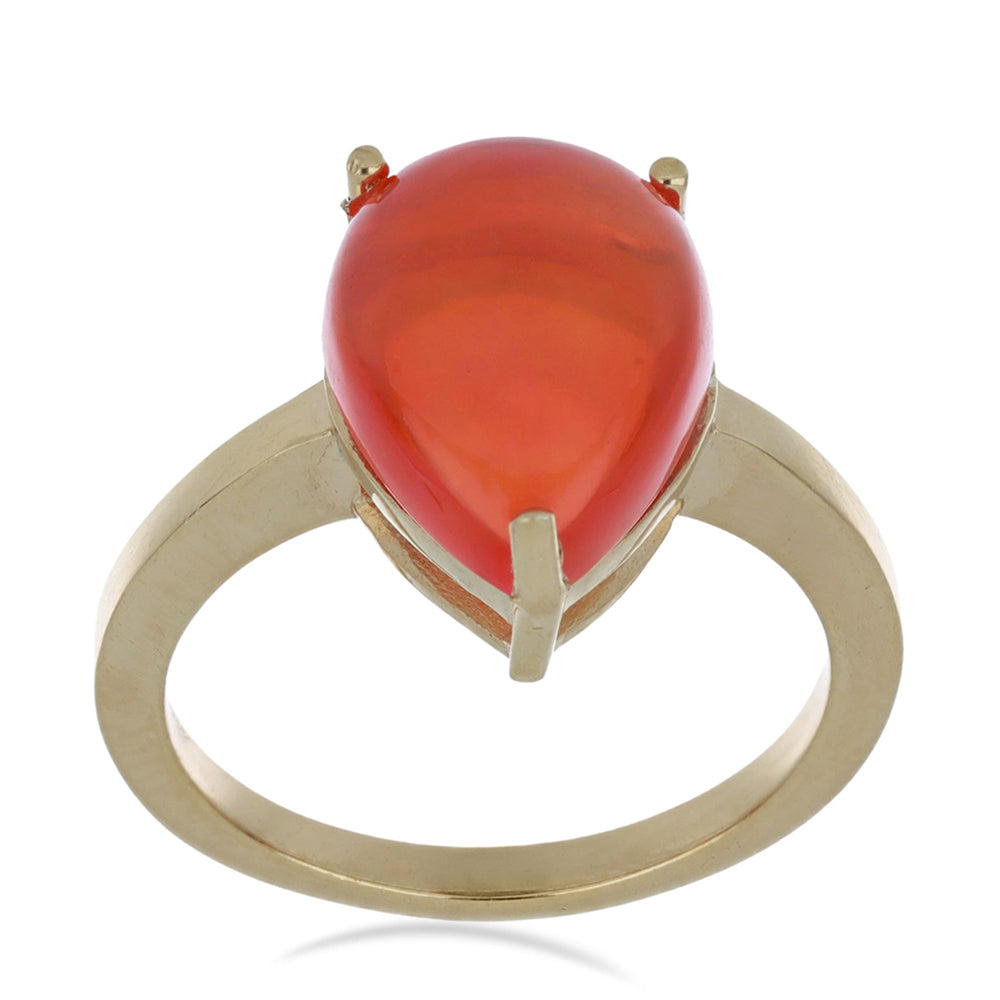 Anel de Prata com Banho de Ouro com Opala Laranja de Lega Dembi