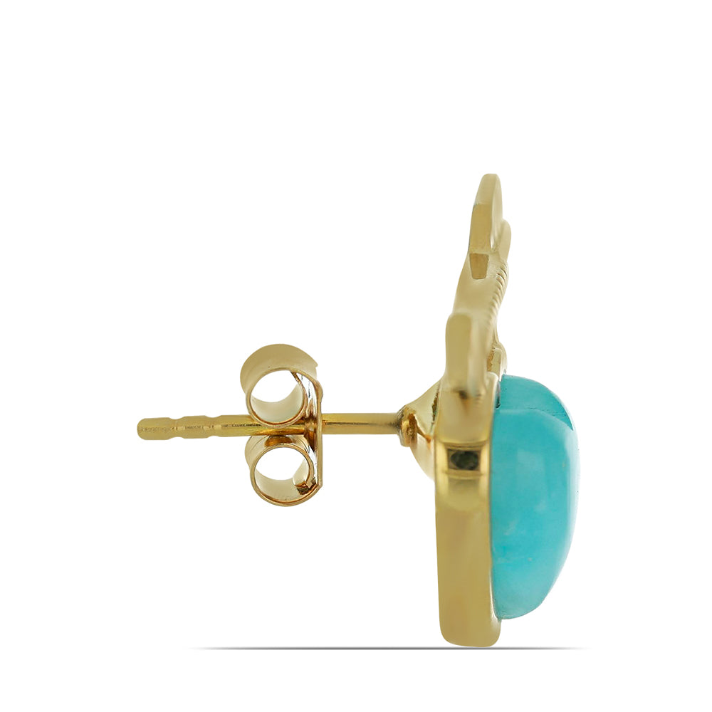 Brincos de Prata com Banho de Ouro com Smithsonite Kelly