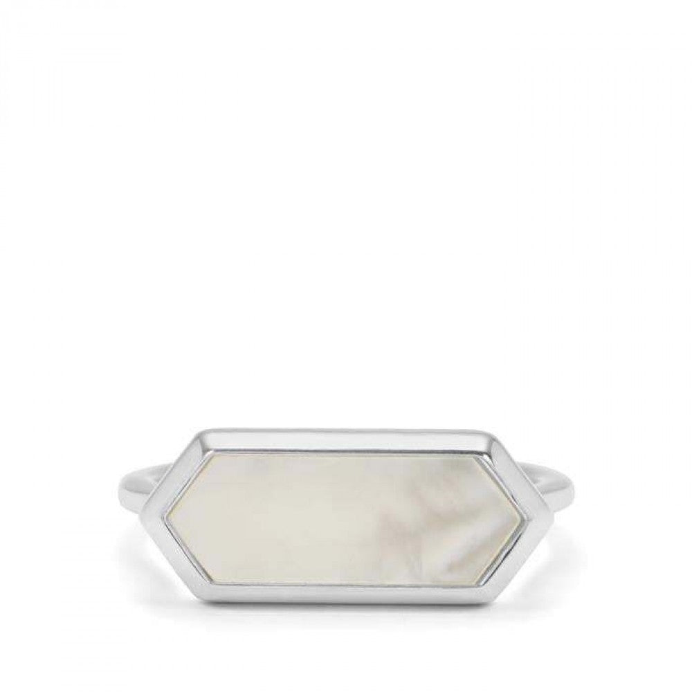 Anel de Prata com Banho de Ouro com Mãe de Pérola Rosa