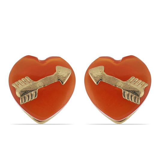 Brincos de Prata com Banho de Ouro com Cornalina de Tagebau