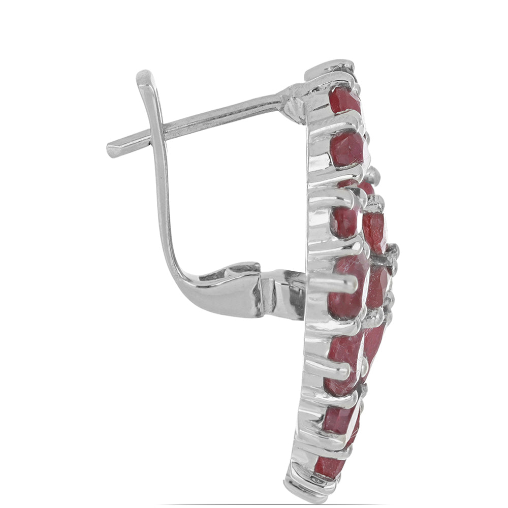 Brincos de Prata com Rubi de Madagáscar e Topázio Branco Contraste: Cabeca de Veado (800)