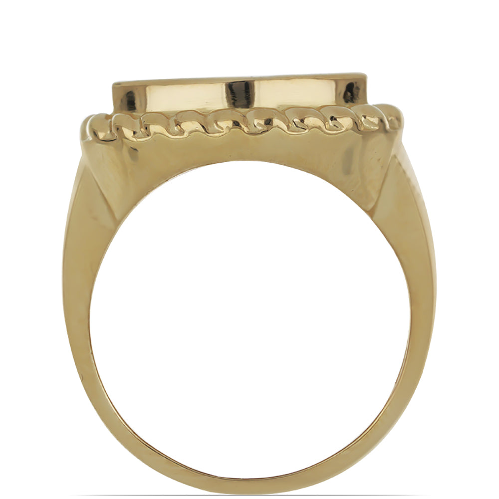 Anel de Prata com Banho de Ouro com Coral Esponja Vermelha Contraste: Cabeca de Veado (800)