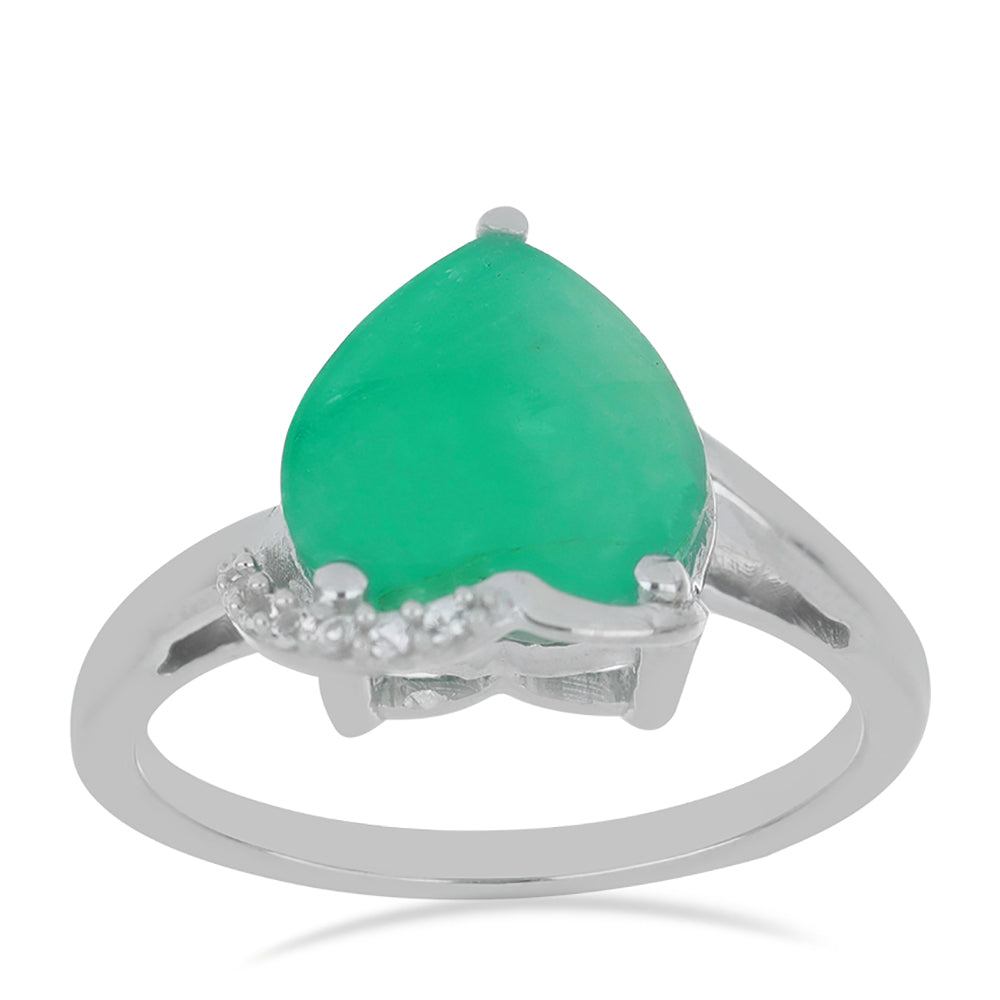 Anel de Prata com Esmeralda do Brasil e Topázio Branco