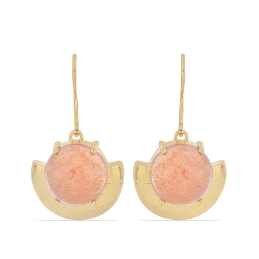 Brincos de Prata com Banho de Ouro com Pedra do Sol de Oregon Contraste: Cabeca de Veado (800)