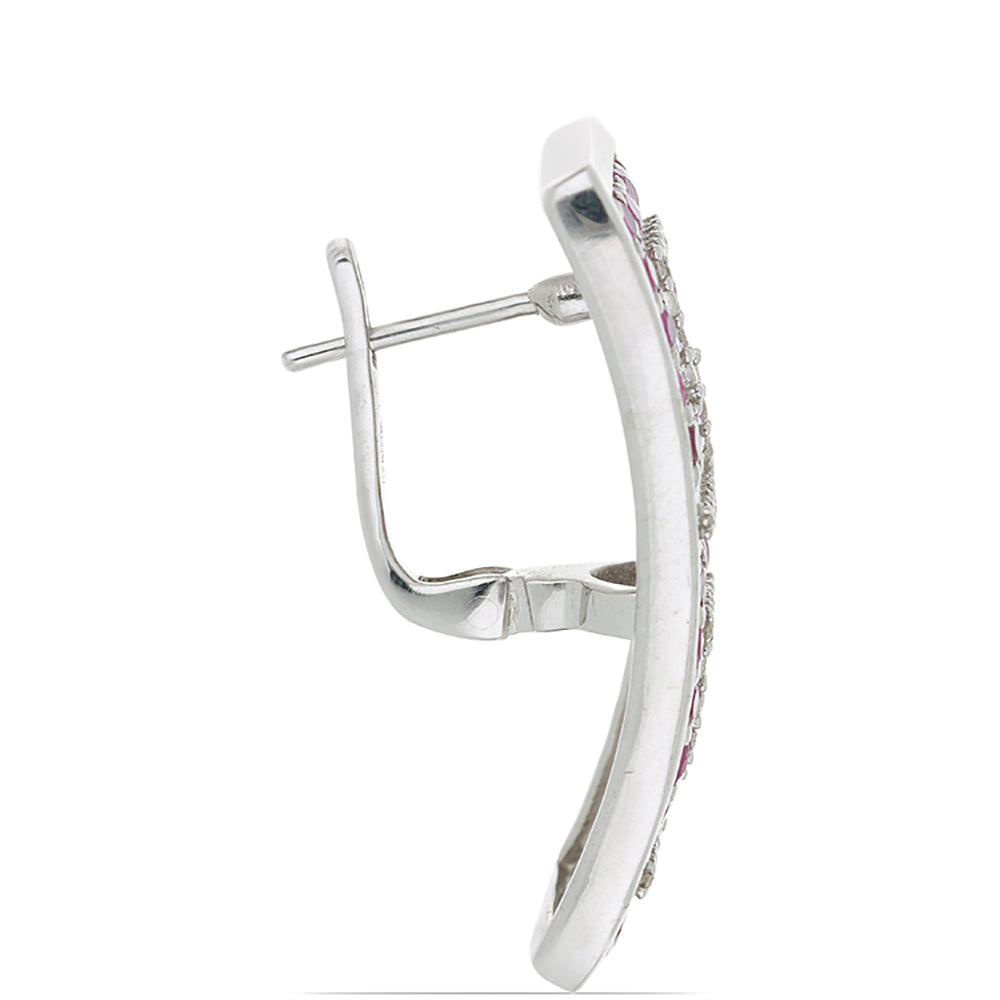 Brincos de Prata com Rubi de Madagáscar e Topázio Branco Contraste: Cabeca de Veado (800)