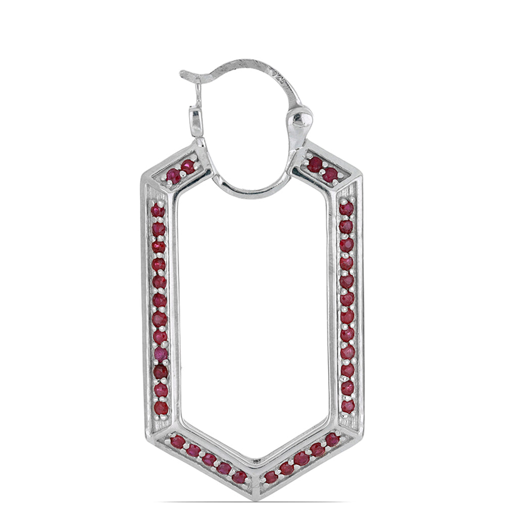Brincos de Prata com Rubi de Madagáscar Contraste: Cabeca de Veado (800)