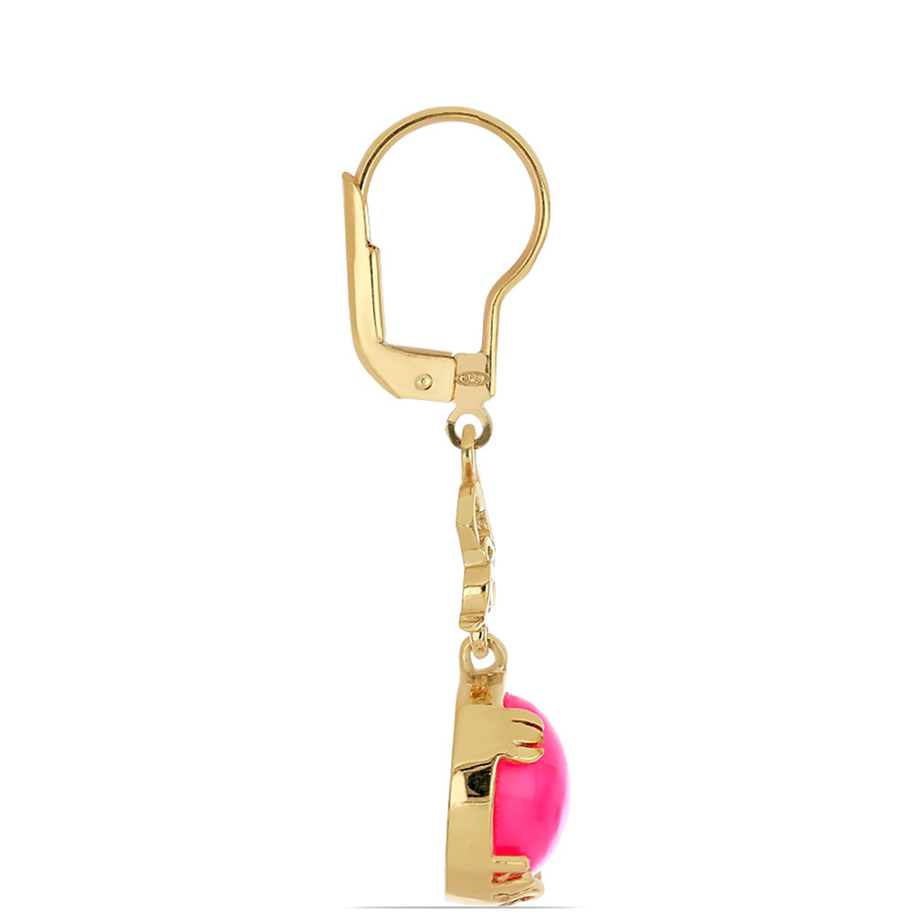 Brincos de Prata com Banho de Ouro com Opala Rosa de Lega Dembi da Etiópia