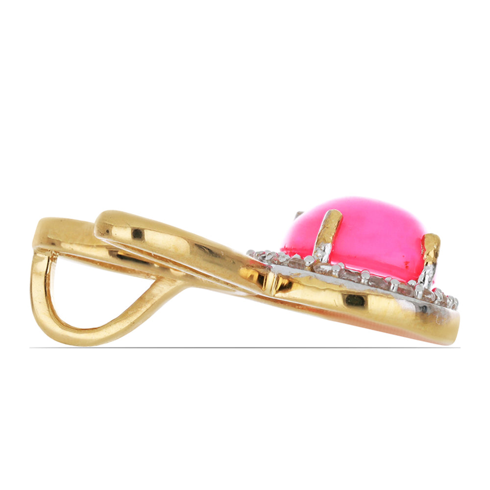 Pendente de Prata com Banho de Ouro com Opala Rosa de Lega Dembi da Etiópia e Topázio Branco