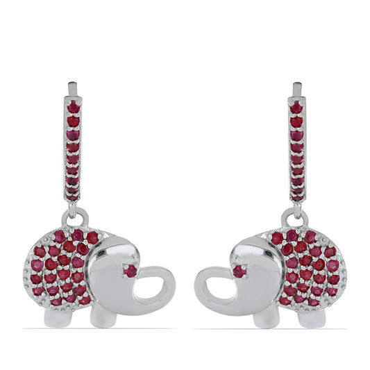 Brincos de Prata com Rubi de Madagáscar Contraste: Cabeca de Veado (800)