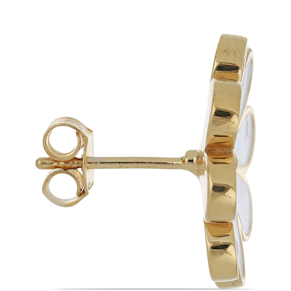 Brincos de Prata com Banho de Ouro com Esmalte Contraste: Cabeca de Veado (800)