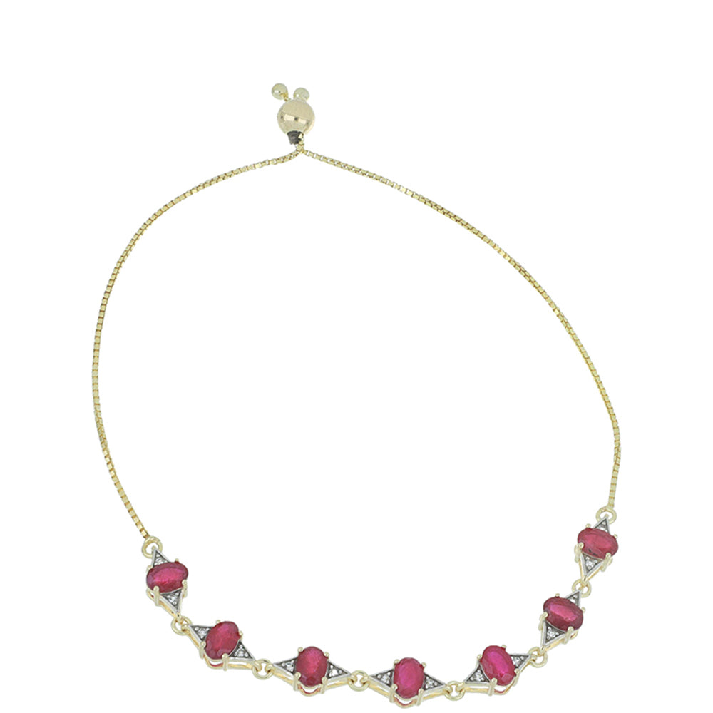 Pulseira de Ouro com Rubi de Madagáscar e Topázio Branco Contraste: Cruz missionária