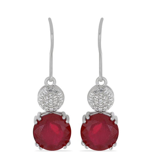 Brincos de Prata com Rubi de Madagáscar e Topázio Branco