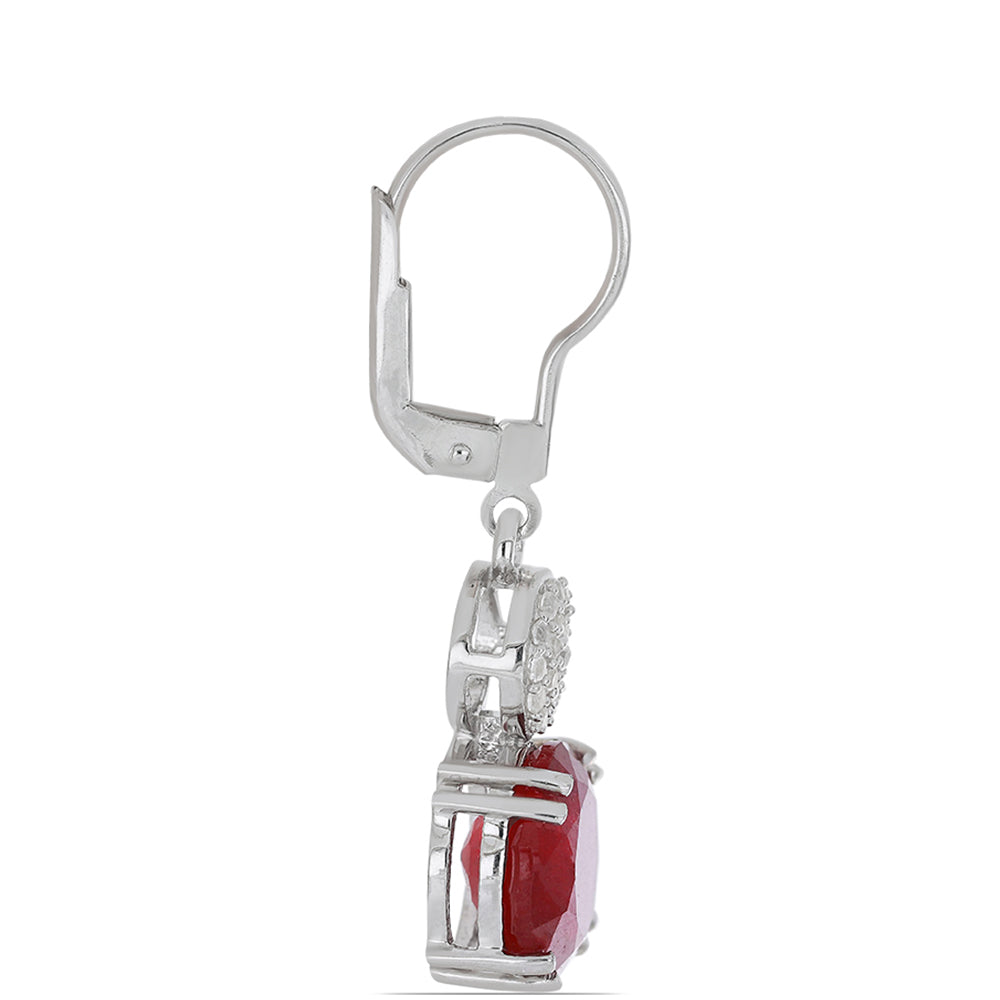 Brincos de Prata com Rubi de Madagáscar e Topázio Branco