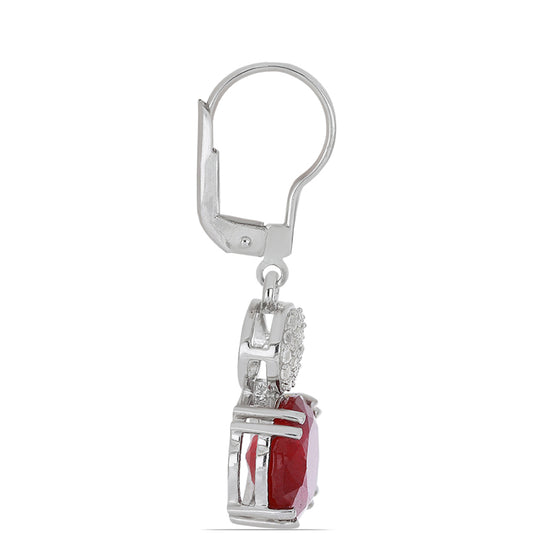 Brincos de Prata com Rubi de Madagáscar e Topázio Branco