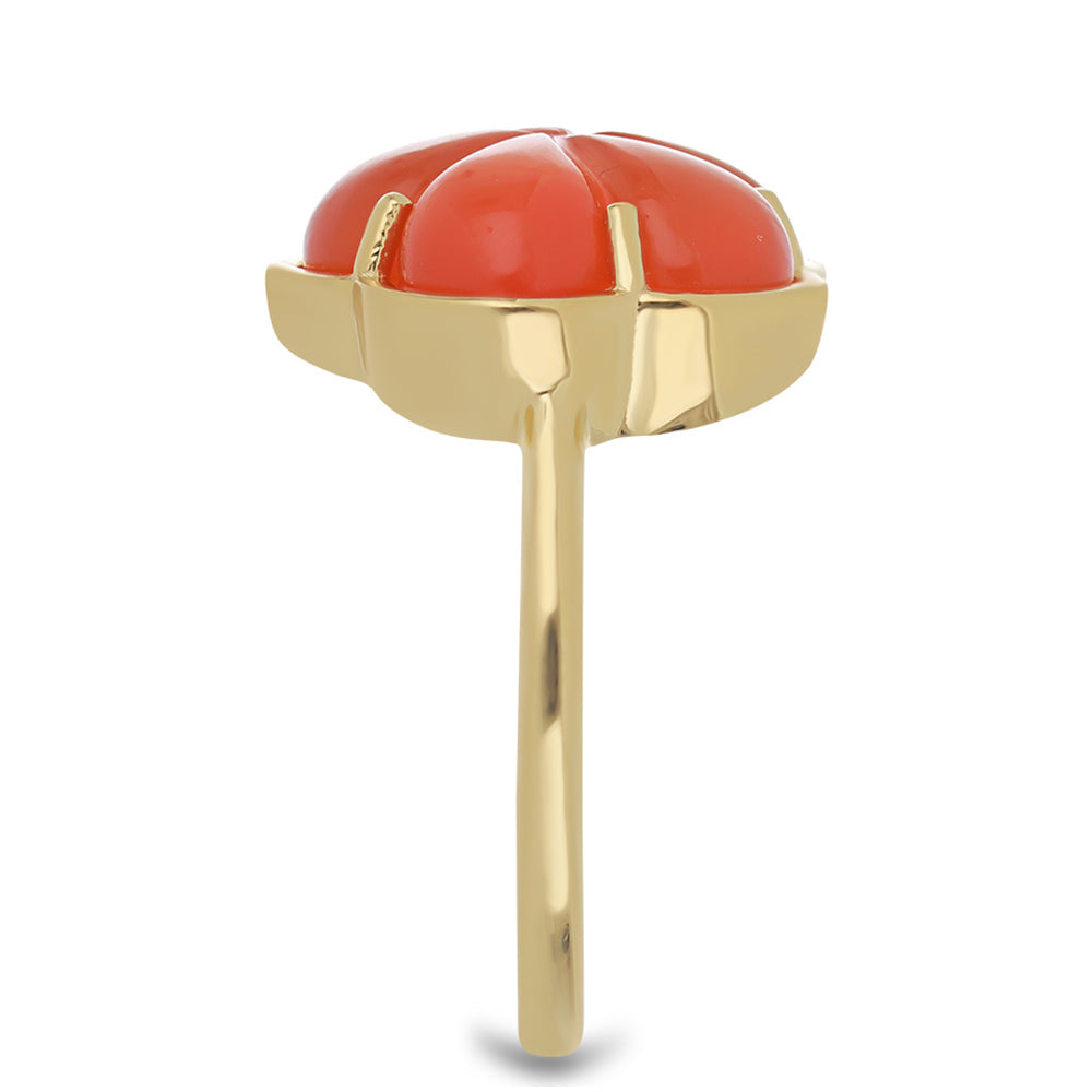 Anel de Prata com Banho de Ouro com Cornalina de Tagebau Contraste: Cabeca de Veado (800)