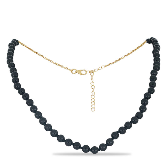 Colar de Prata com Banho de Ouro com Ónix Preta
