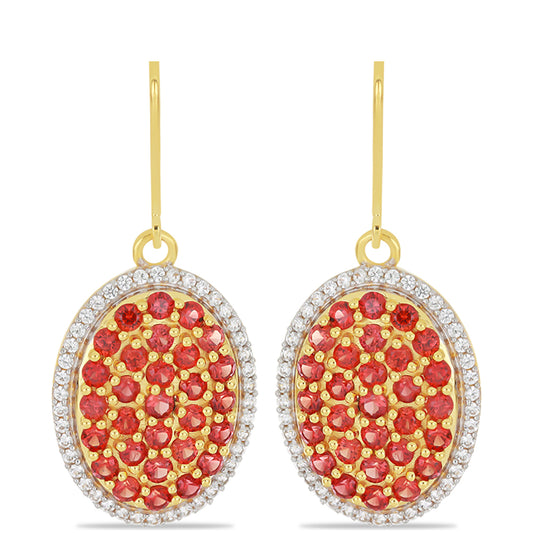 Brincos de Ouro com Safira Vermelha de Rosebery e Zircão Branco Natural Contraste: Cruz missionária