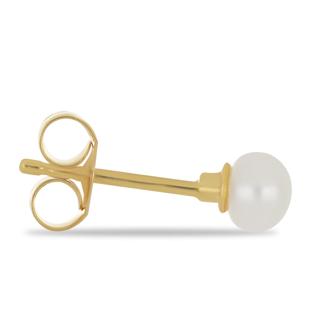 Conjunto de Prata com Banho de Ouro com Esmalte e Pérola de Água Doce Branca ( Brincos ) Contraste: Cabeca de Veado (800)