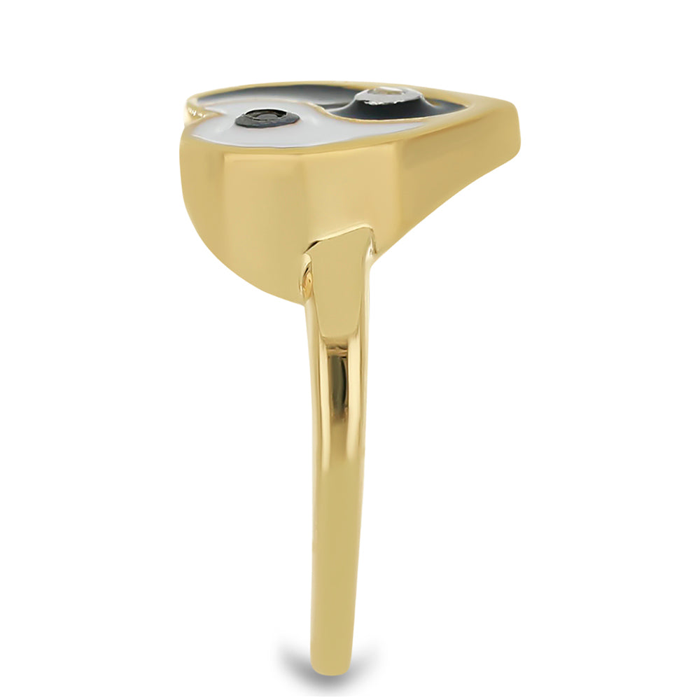 Anel de Prata com Banho de Ouro com Esmalte e Larimar