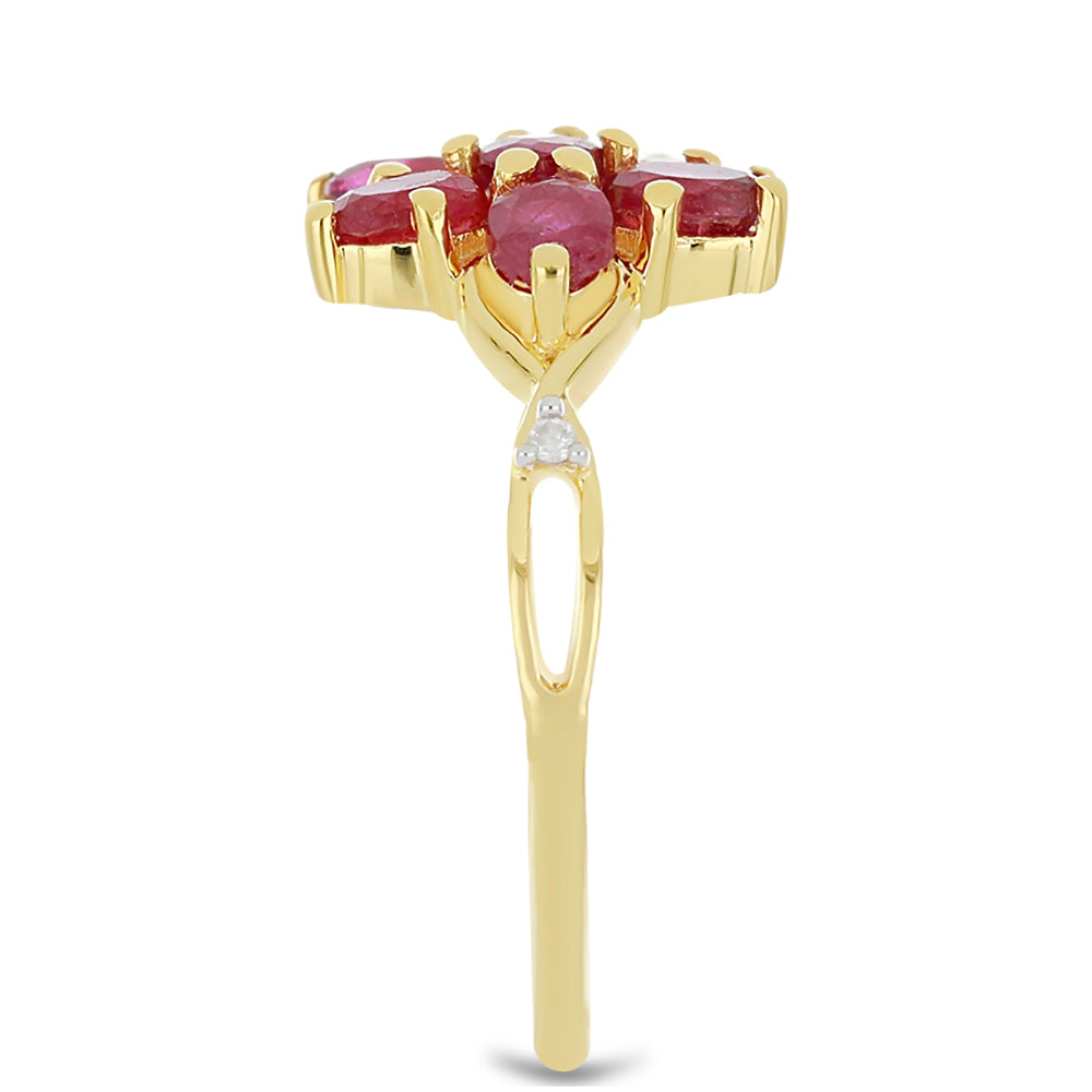 Anel de Ouro com Rubi de Madagáscar e Diamante Branco Contraste: Cruz missionária