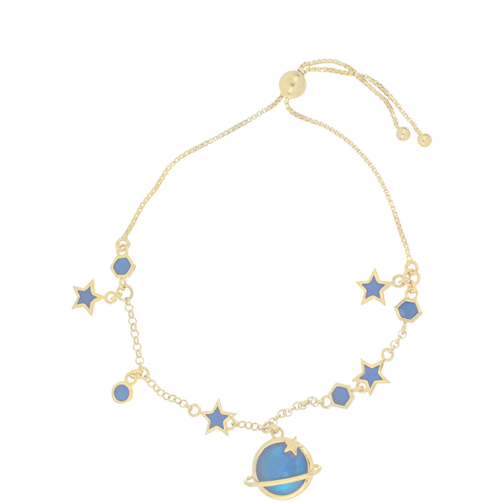 Pulseira de Prata com Banho de Ouro com Esmalte Contraste: Cabeca de Veado (800)