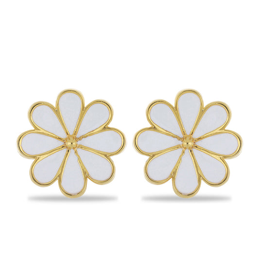 Brincos de Prata com Banho de Ouro com Esmalte