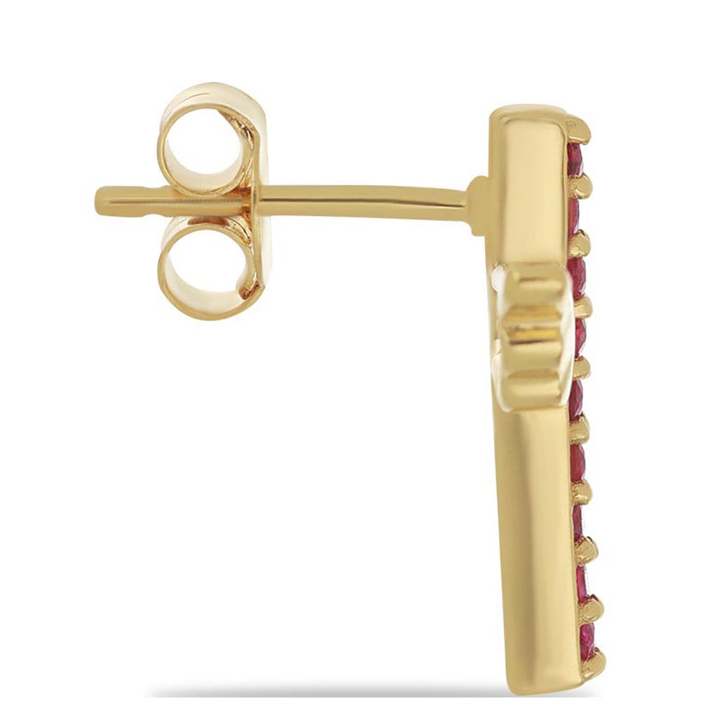 Brincos de Prata com Banho de Ouro com Rubi de Madagáscar