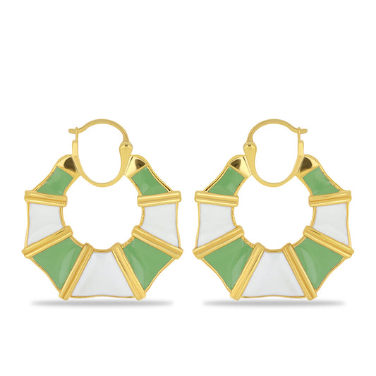 Brincos de Prata com Banho de Ouro com Esmalte Contraste: Cabeca de Veado (800)