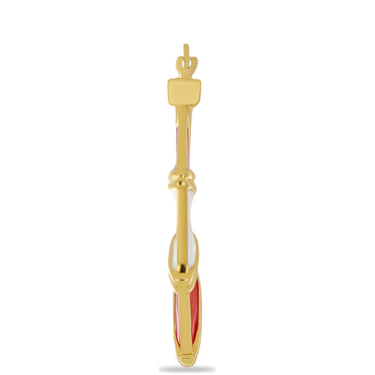 Brincos de Prata com Banho de Ouro com Esmalte Contraste: Cabeca de Veado (800)