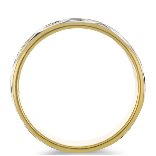 Anel de Prata com Banho de Ouro com Esmalte Contraste: Cabeca de Veado (800)