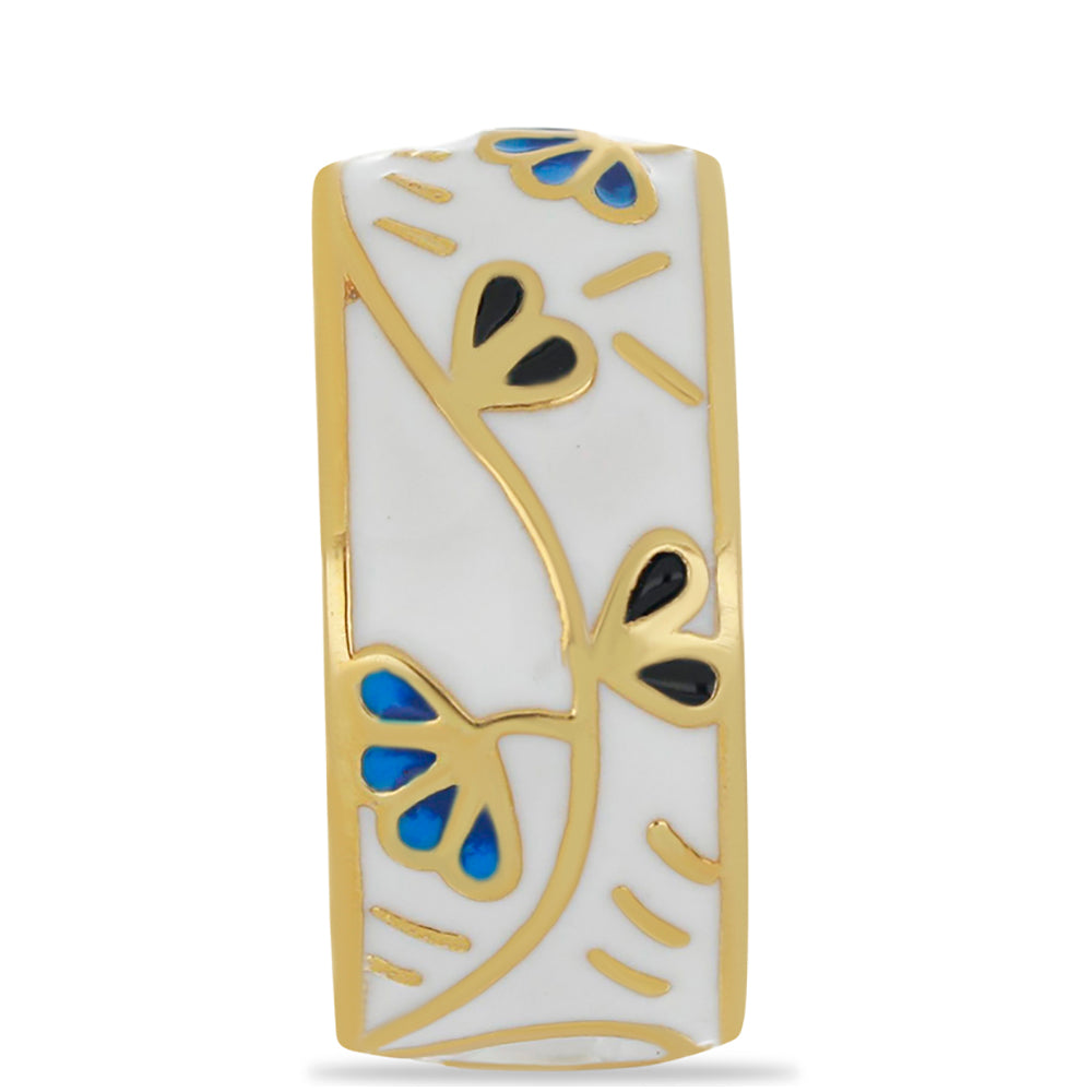 Anel de Prata com Banho de Ouro com Esmalte Contraste: Cabeca de Veado (800)