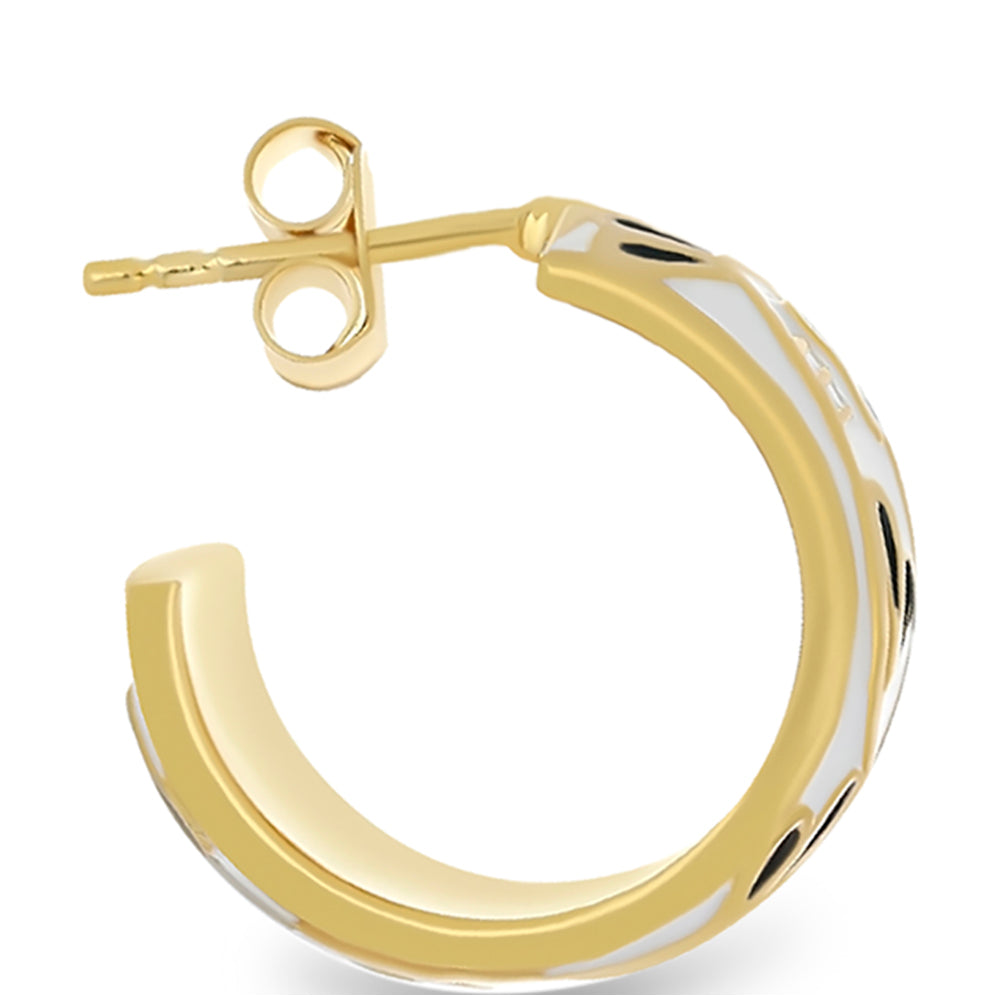 Brincos de Prata com Banho de Ouro com Esmalte Contraste: Cabeca de Veado (800)