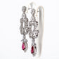 Conjunto de Liga de Ouro com Cristal Emporia® Vermelho e Cristal Emporia® Branco ( Colar+Brincos )