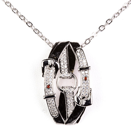 Conjunto de Liga de Ouro com Cristal Emporia® Branco ( Colar+Brincos+Pendente )