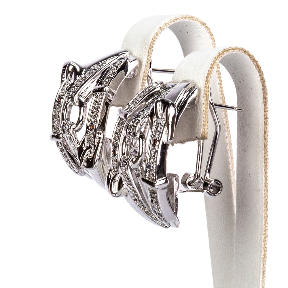Conjunto de Liga de Ouro com Cristal Emporia® Branco ( Colar+Brincos+Pendente )