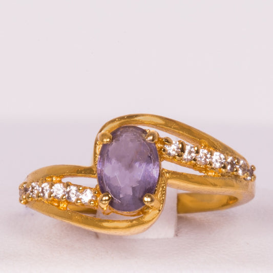 Anel de Liga de Ouro com Cristal Emporia® Roxo