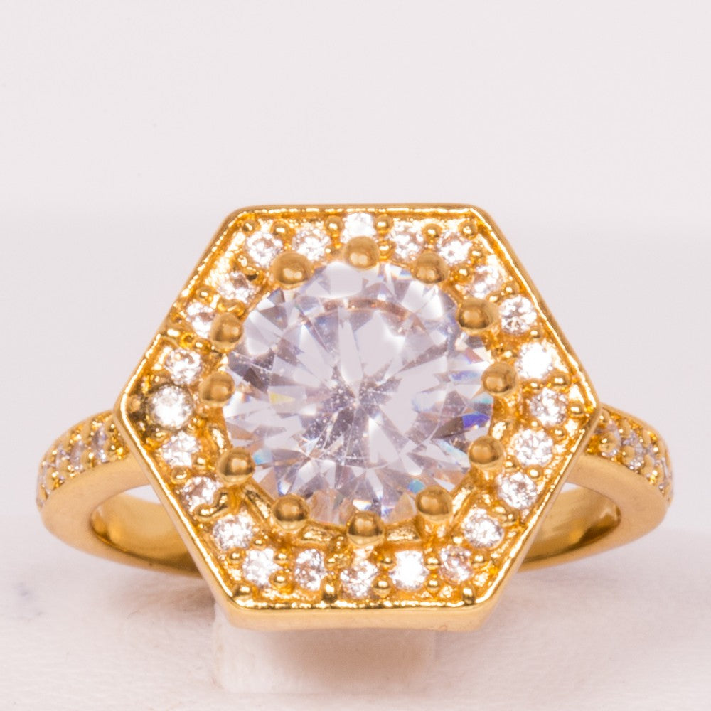 Anel de Liga de Ouro com Cristal Emporia® Branco ( Anel ) 1 