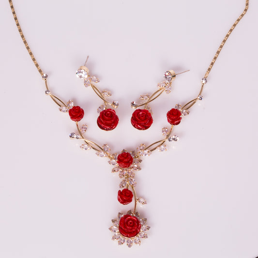 Conjunto de Liga de Ouro com Cristal Emporia® Vermelho